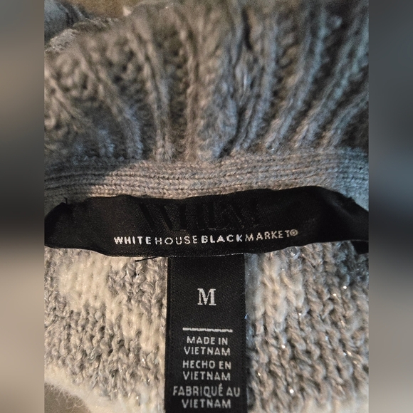 WHBM Sequin Gray Patterned Knit Cardigan - Picture 7 of 7